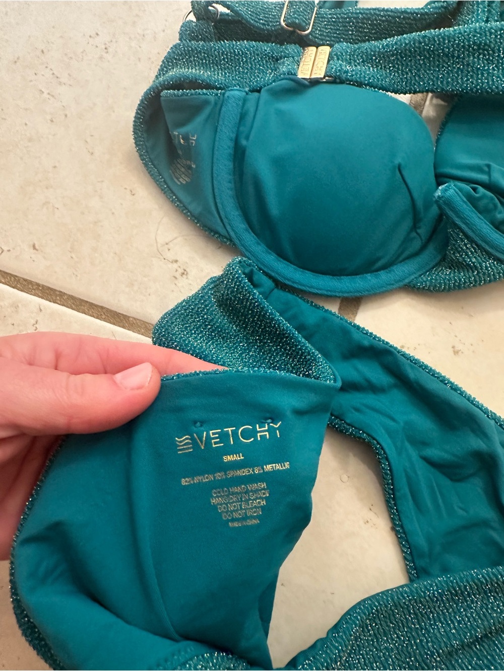 Women’s sparkly Teal  vetchy Bikini Set - super comfortable! - Picture 4 of 4